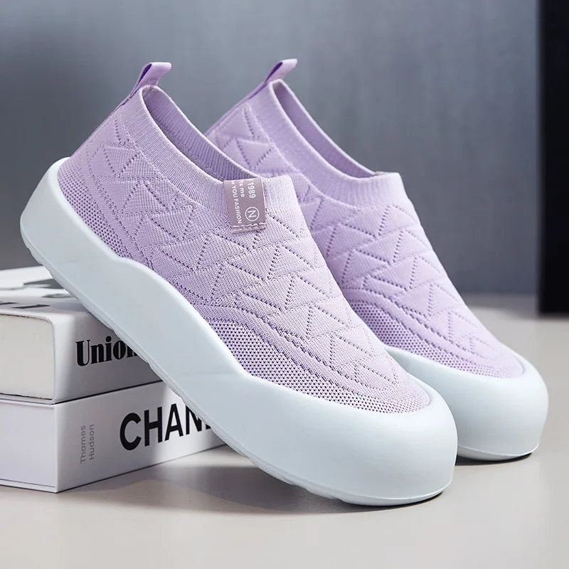 Slip-On en Maille Respirante à Large Semelle