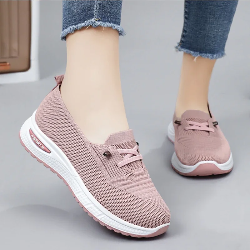 Ballerines en Maille à Faux Lacets Respirantes, Légères & Antidérapantes