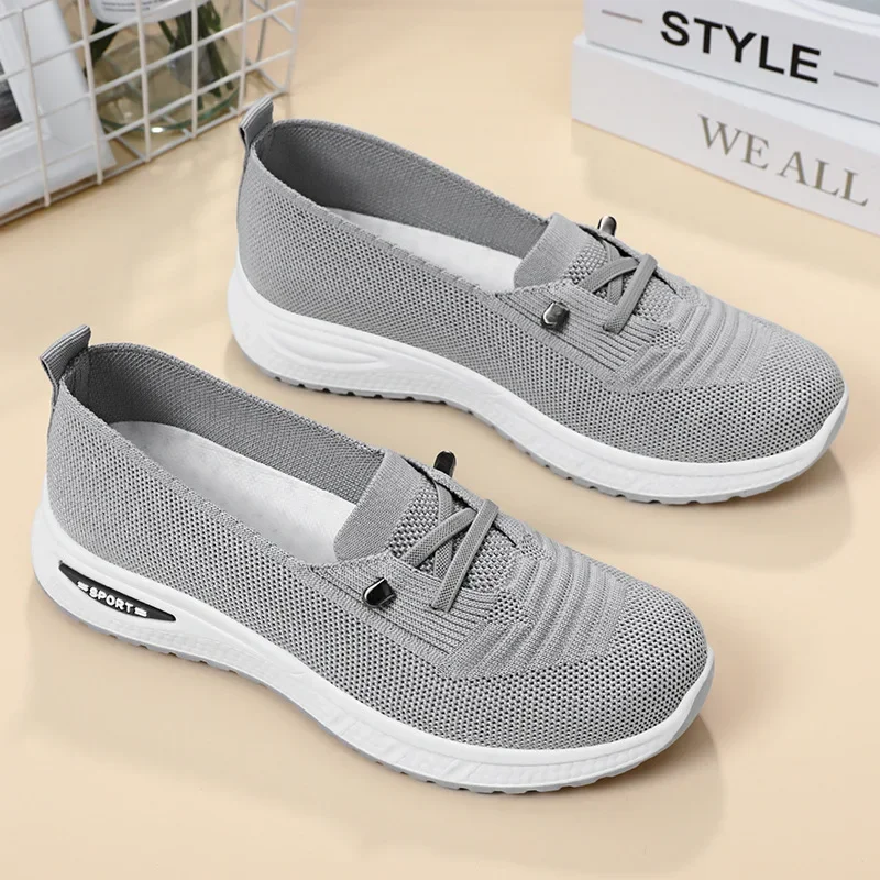 Ballerines en Maille à Faux Lacets Respirantes, Légères & Antidérapantes