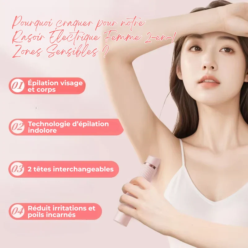 Rasoir Électrique Femme 2-en-1 Zones Sensibles
