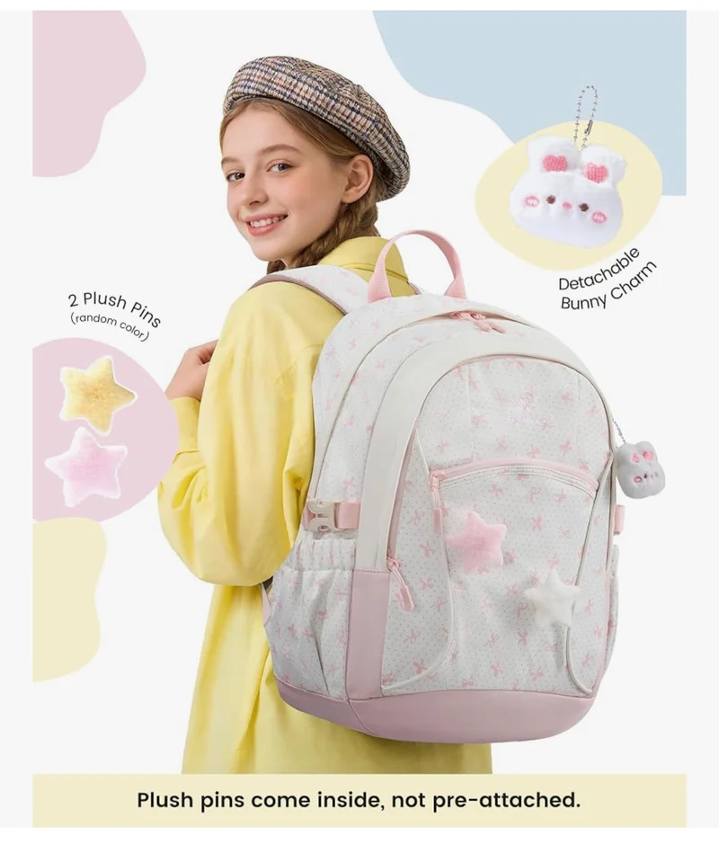 School Backpack for Teen Girls & Kids, Lightweight Large Capacity Waterproof w/ 15.6" Laptop Compartment, Cute Ergonomic Bag for Elementary Middle School