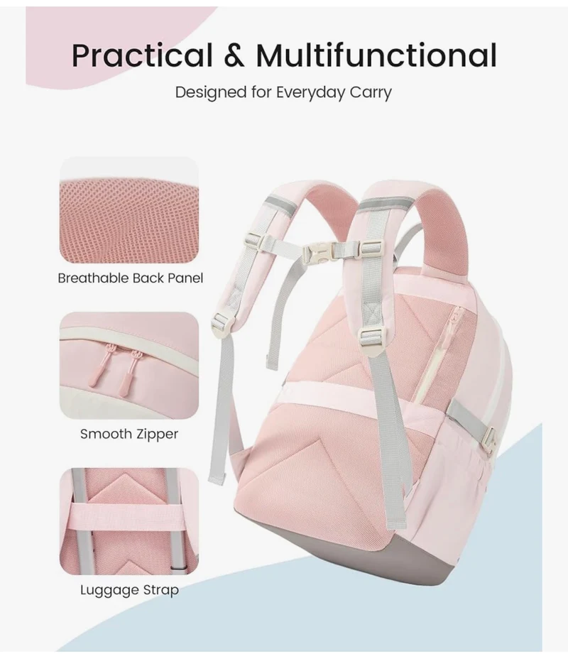 School Backpack for Teen Girls & Kids, Lightweight Large Capacity Waterproof w/ 15.6" Laptop Compartment, Cute Ergonomic Bag for Elementary Middle School