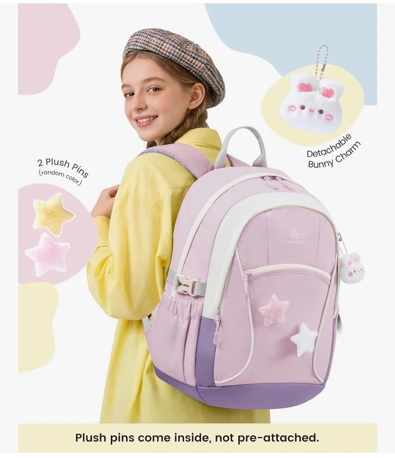 School Backpack for Teen Girls & Kids, Lightweight Large Capacity Waterproof w/ 15.6" Laptop Compartment, Cute Ergonomic Bag for Elementary Middle School
