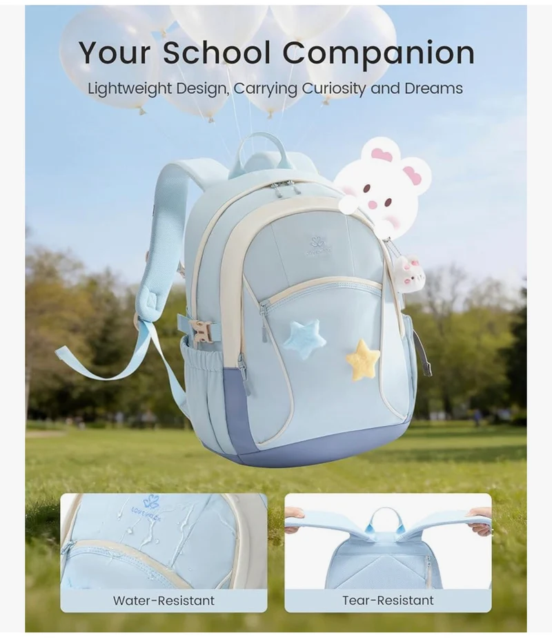 School Backpack for Teen Girls & Kids, Lightweight Large Capacity Waterproof w/ 15.6" Laptop Compartment, Cute Ergonomic Bag for Elementary Middle School