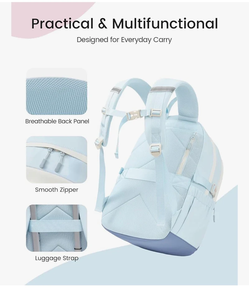 School Backpack for Teen Girls & Kids, Lightweight Large Capacity Waterproof w/ 15.6" Laptop Compartment, Cute Ergonomic Bag for Elementary Middle School