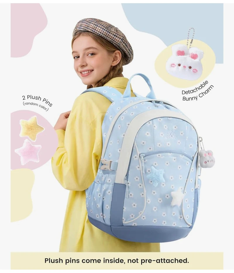 School Backpack for Teen Girls & Kids, Lightweight Large Capacity Waterproof w/ 15.6" Laptop Compartment, Cute Ergonomic Bag for Elementary Middle School
