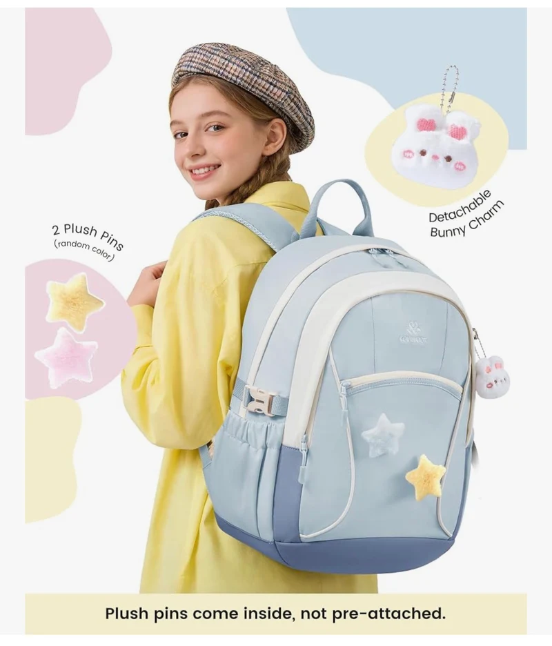 School Backpack for Teen Girls & Kids, Lightweight Large Capacity Waterproof w/ 15.6" Laptop Compartment, Cute Ergonomic Bag for Elementary Middle School