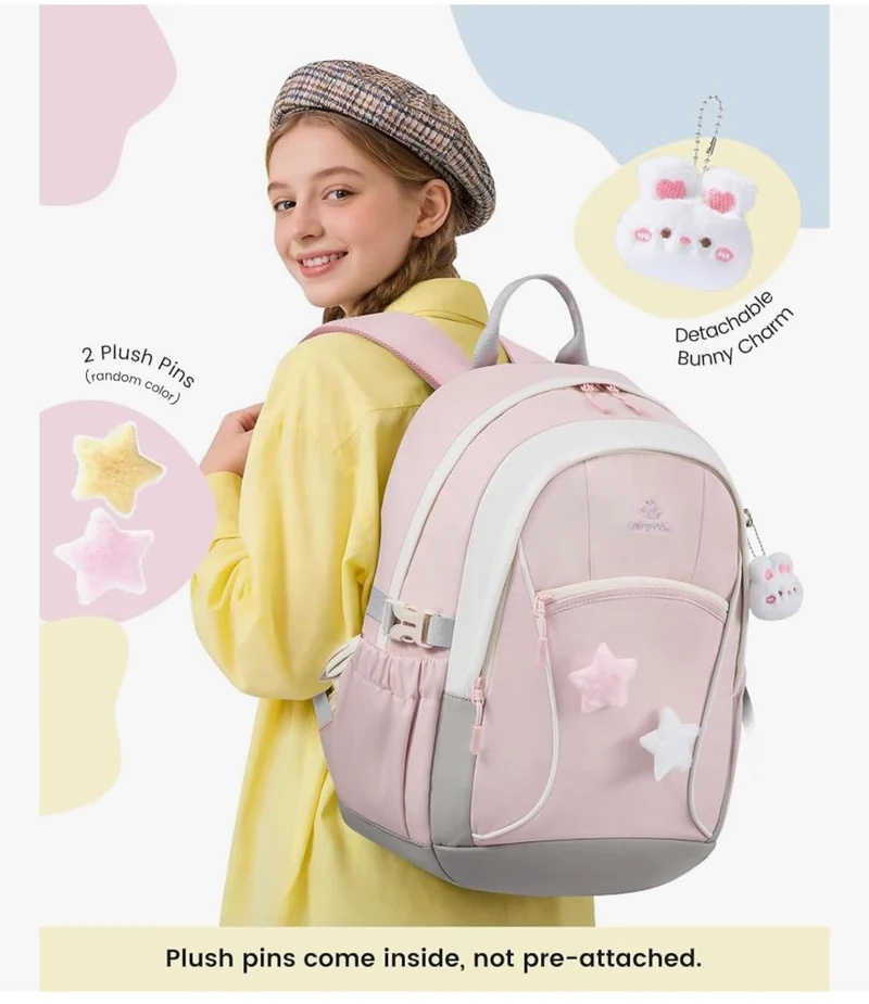 School Backpack for Teen Girls & Kids, Lightweight Large Capacity Waterproof w/ 15.6" Laptop Compartment, Cute Ergonomic Bag for Elementary Middle School