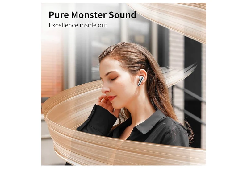 Monster AirLinks Wireless Earbuds, Bluetooth 5.3 Headphones HiFi Stereo, Wireless Earphones w/ HD Clear Call, 30H Playback, Touch Control, Type-C Charging, IPX6 Waterproof