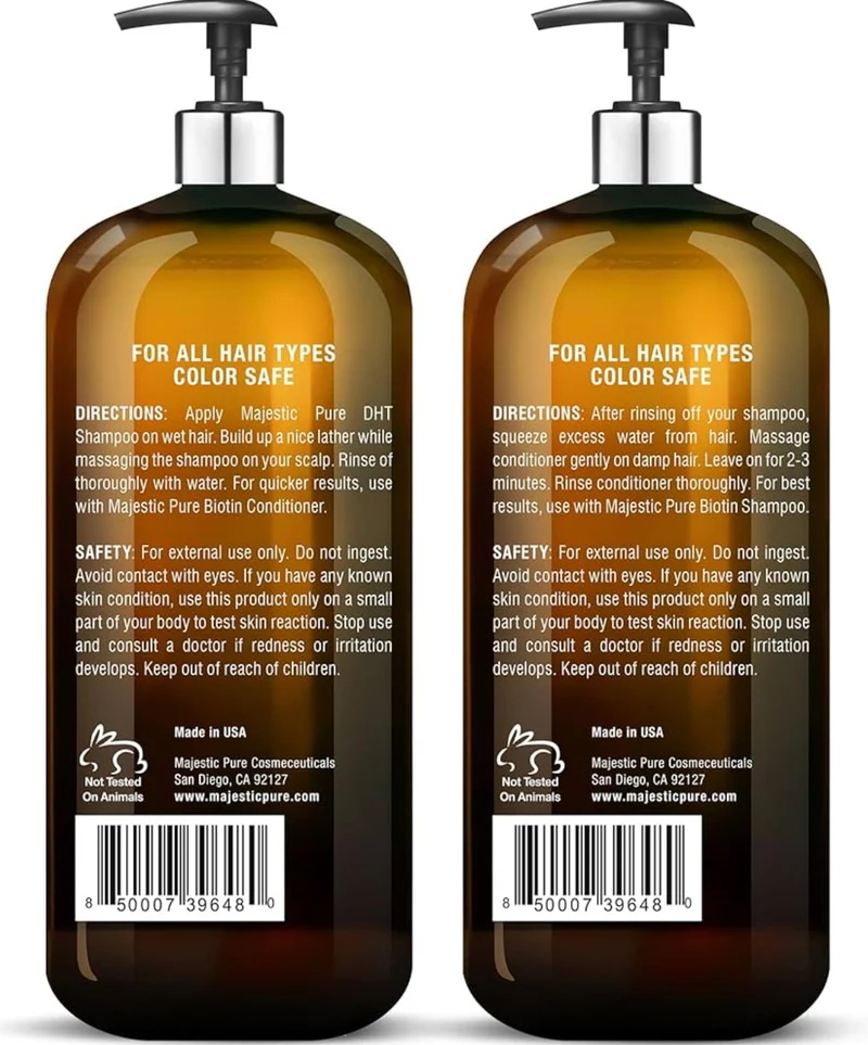 PURE Biotin Shampoo and Conditioner Set w/ DHT Blocker Complex - Hydrating, Nourishing & Supporting Healthy Hair, Sulfate Free, for Men & Women - (16 fl oz)