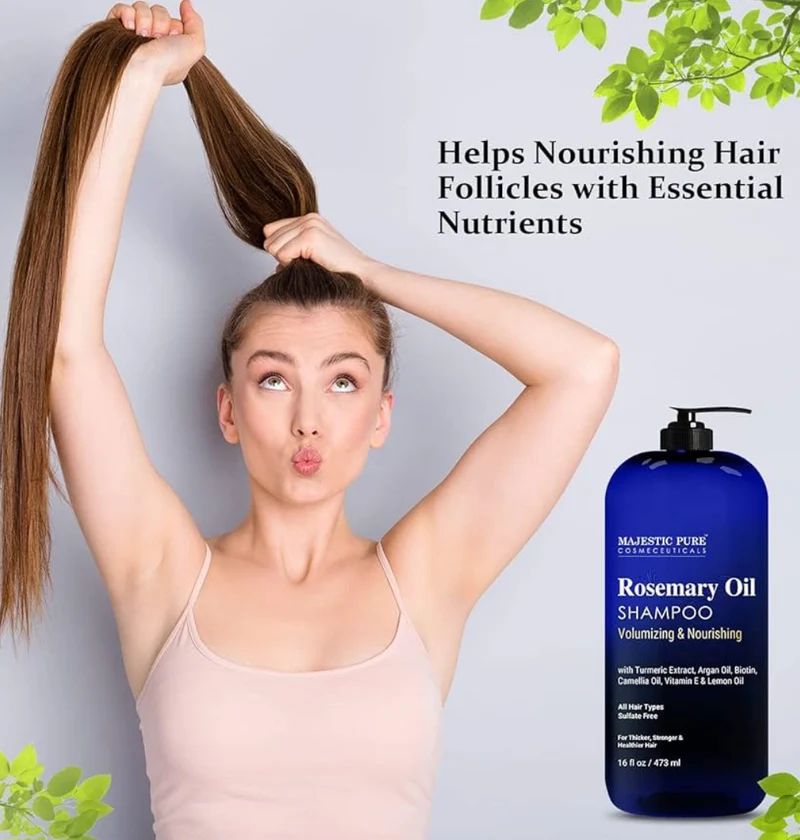 Pure Rosemary Oil Shampoo for Hair Growth - Volumizing & Nourishing Shampoo - w/ Vitamin E & Argan Oil - Sulfate Free, for Men & Women - 16 fl oz (Pack of 2)