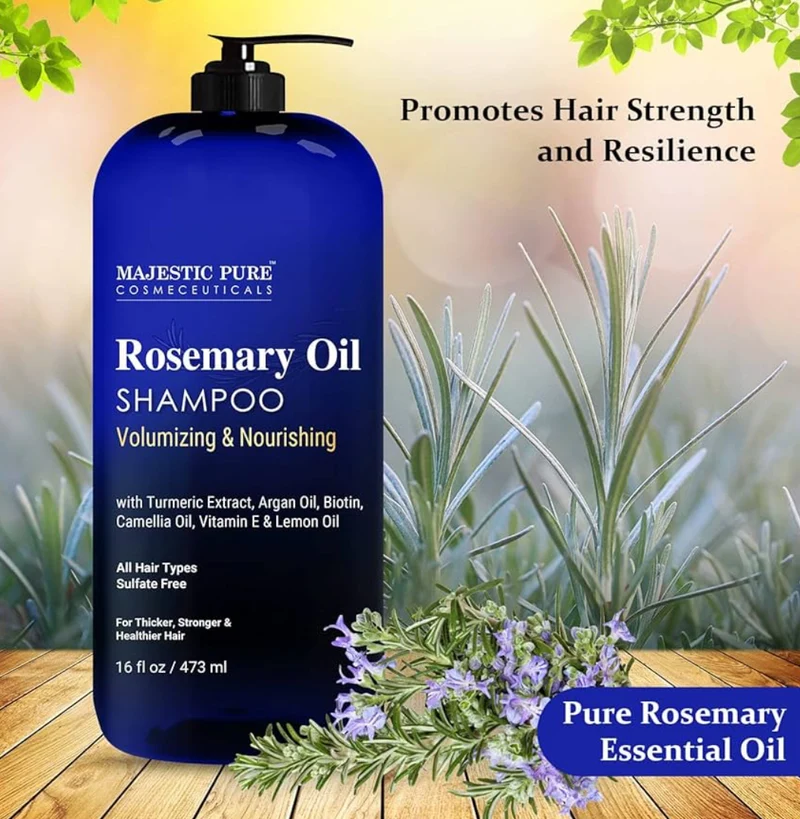 Pure Rosemary Oil Shampoo for Hair Growth - Volumizing & Nourishing Shampoo - w/ Vitamin E & Argan Oil - Sulfate Free, for Men & Women - 16 fl oz (Pack of 2)
