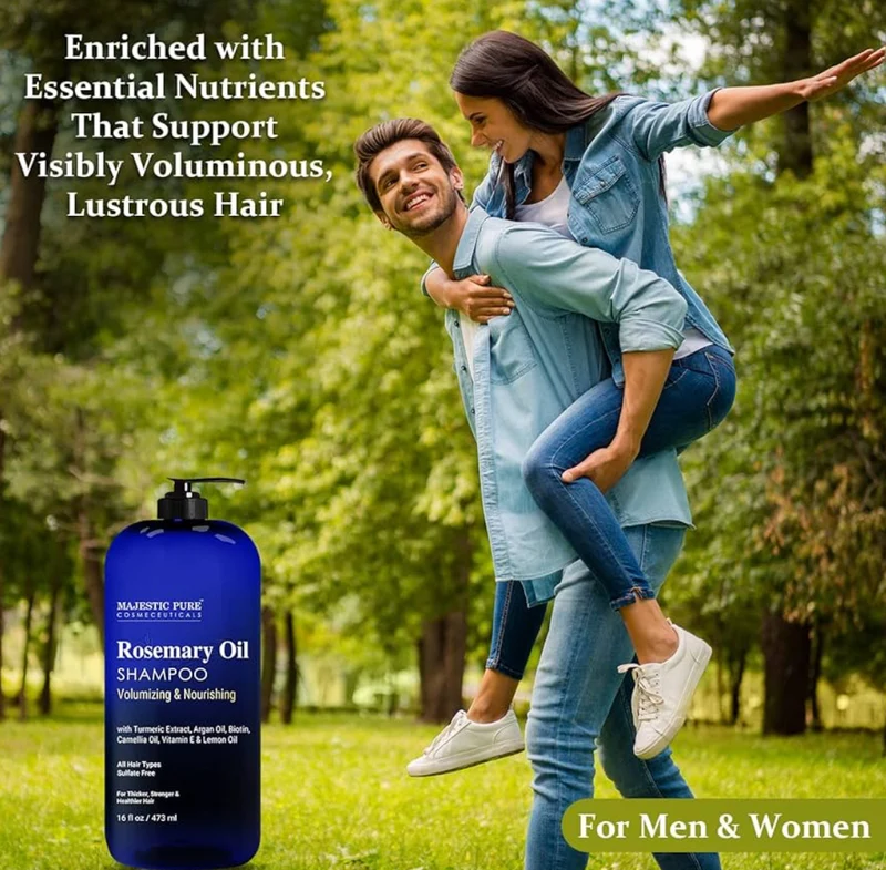 Pure Rosemary Oil Shampoo for Hair Growth - Volumizing & Nourishing Shampoo - w/ Vitamin E & Argan Oil - Sulfate Free, for Men & Women - 16 fl oz (Pack of 2)