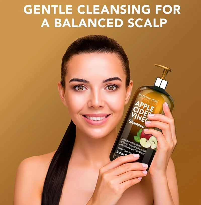 Pure Apple Cider Vinegar Shampoo - Restores Shine & Reduces Itchy Scalp, Dandruff & Frizz - Sulfate Free, for All Hair Types, Men and Women - 16 fl oz (Pack of 2)