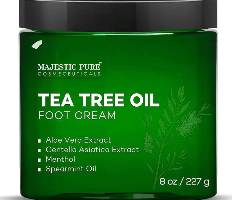 Pure Tea Tree Oil Foot Cream, Warming Cream - Calluses, Dry Cracked Feet, Hands, Heels, Elbow, Nails, and Knees - Softens & Moisturizes Skin - (8 oz - Pack of 2)