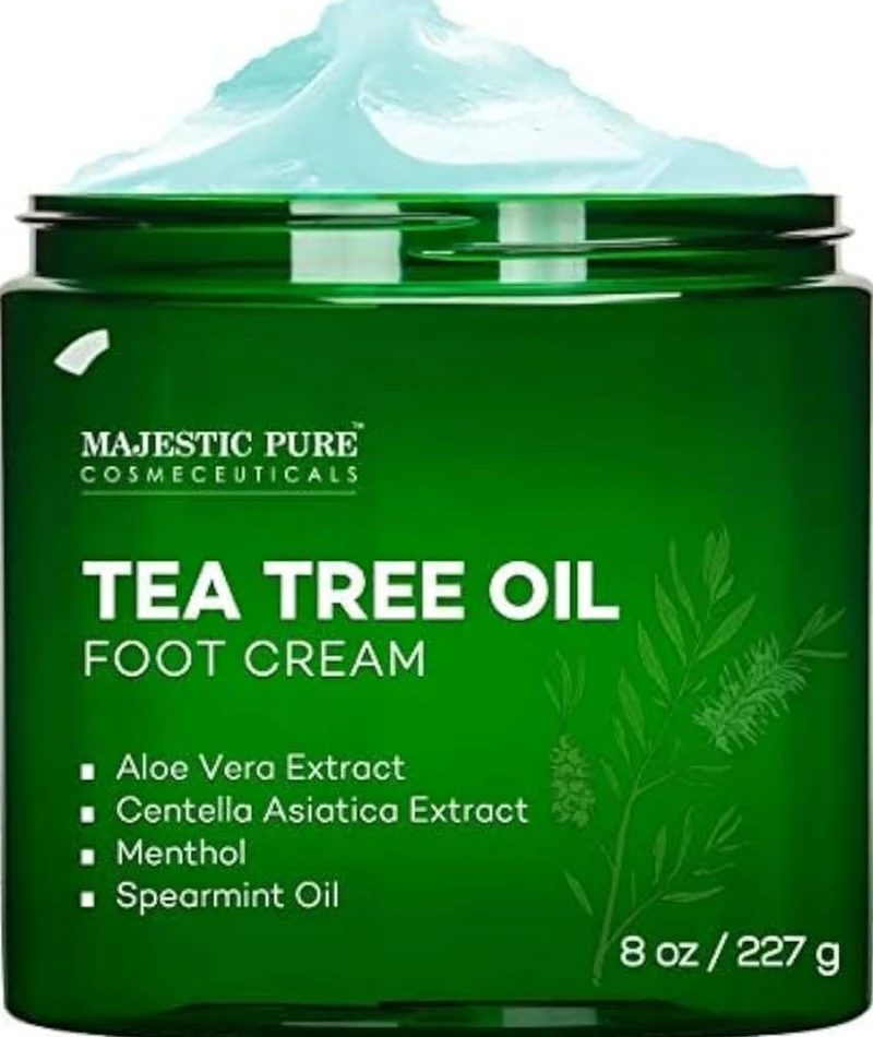 Pure Tea Tree Oil Foot Cream, Warming Cream - Calluses, Dry Cracked Feet, Hands, Heels, Elbow, Nails, and Knees - Softens & Moisturizes Skin - (8 oz - Pack of 2)