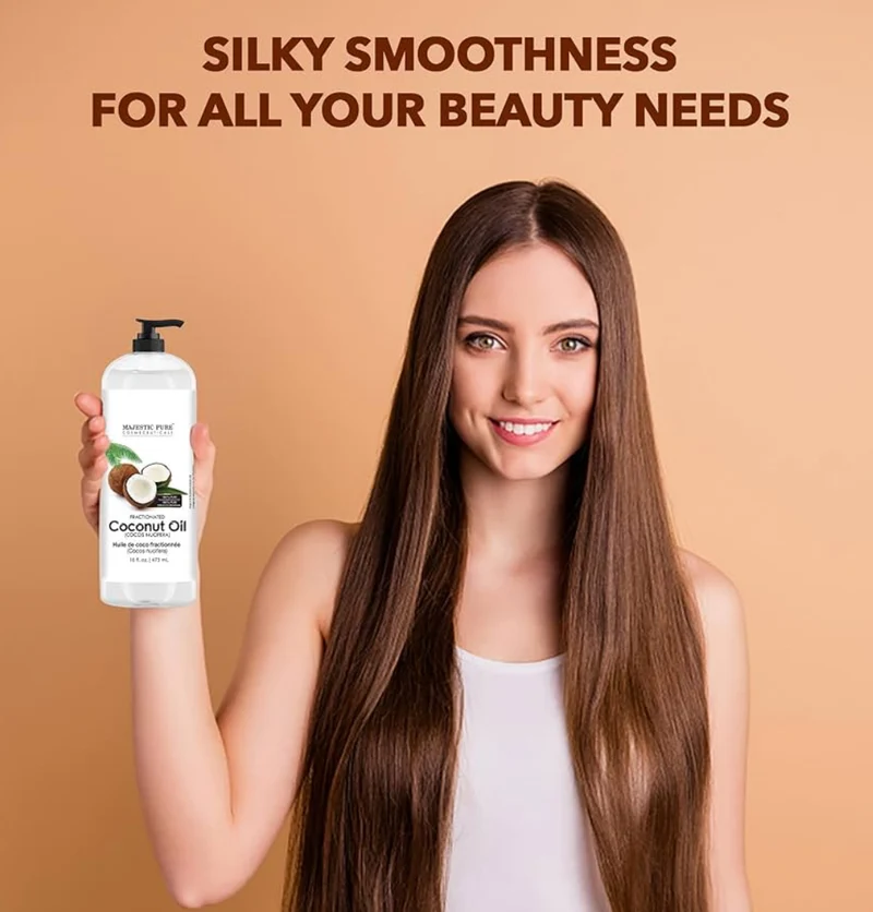 Pure Fractionated Coconut Oil – Lightweight Liquid Carrier Oil for Essential Oils, Massage, Skin, Hair & DIY Personal Care Applications -(16 Fl Oz)