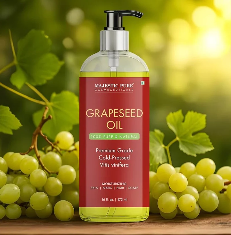 Pure Grapeseed Oil - 100% Pure & Natural - Premium Grade, Cold-Pressed, Hexane-Free Carrier Oil for Skin, Hair and Body - Moisturizing Skin - 16 Fl Oz