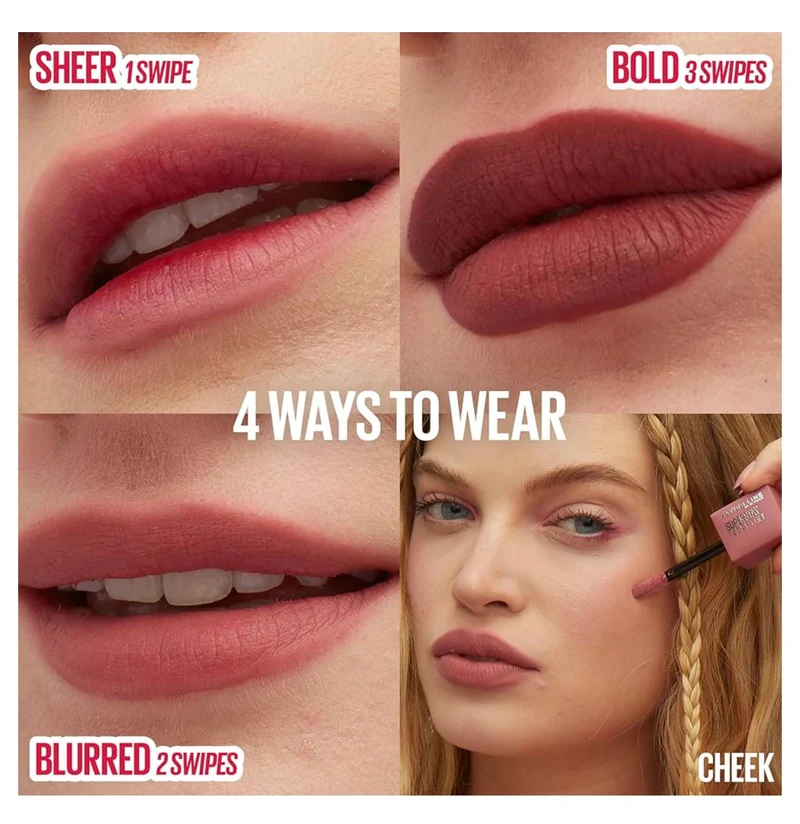 MAYBELLINE Super Stay Teddy Lip Tint, Long Lasting Matte Lipstick for Up To 12HR Wear - (Ribbon Tied) 1ct