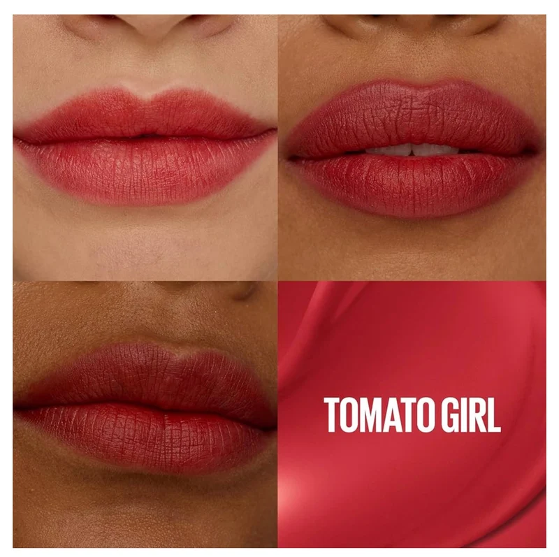 MAYBELLINE Super Stay Teddy Lip Tint, Long Lasting Matte Lipstick for Up To 12HR Wear - (Tomato Girl) 1ct