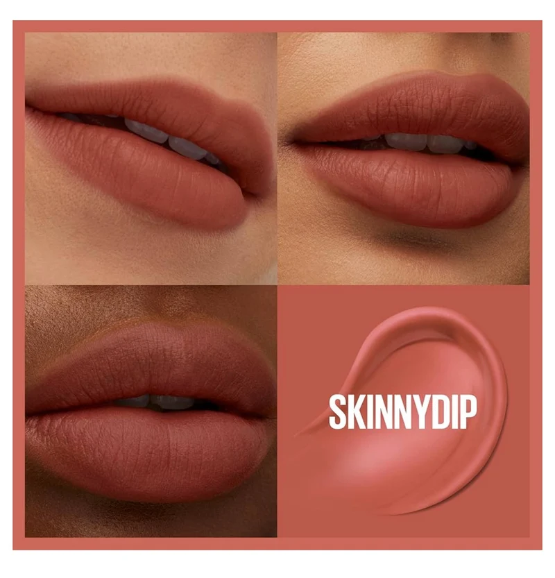 MAYBELLINE Super Stay Teddy Lip Tint, Long Lasting Matte Lipstick For Up To 12HR Wear - (Skinnydip) 1ct