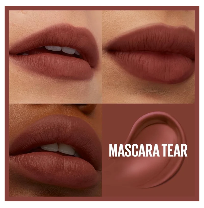 MAYBELLINE Super Stay Teddy Lip Tint, Long Lasting Matte Lipstick For Up To 12HR Wear - (Mascara Tear) 1ct