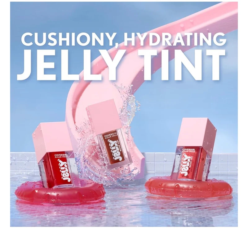 COVERGIRL Clean Fresh Jelly Water Tint, Lip & Cheek Tint, Transfer-Proof, Hydrating - 40 Jelly Nude - (Rosewood Glow)