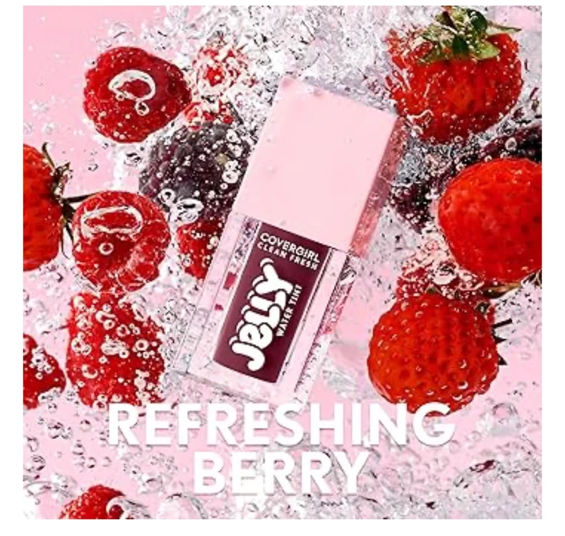 COVERGIRL Clean Fresh Jelly Water Tint, Lip & Cheek Tint, Transfer-Proof, Hydrating - 40 Jelly Nude - (Rosewood Glow)