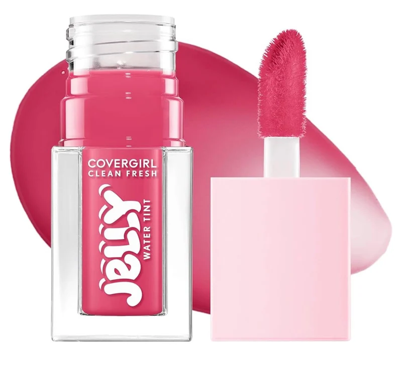 COVERGIRL Clean Fresh Jelly Water Tint, Lip & Cheek Tint, Transfer-Proof, Hydrating - 10 Raspberry Drops - (Raspberry Pink)