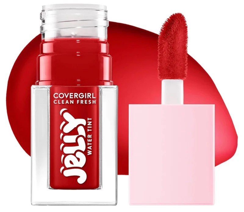 COVERGIRL Clean Fresh Jelly Water Tint, Lip & Cheek Tint, Transfer-Proof, Hydrating - 20 Cherry Burst - (Cherry Red)