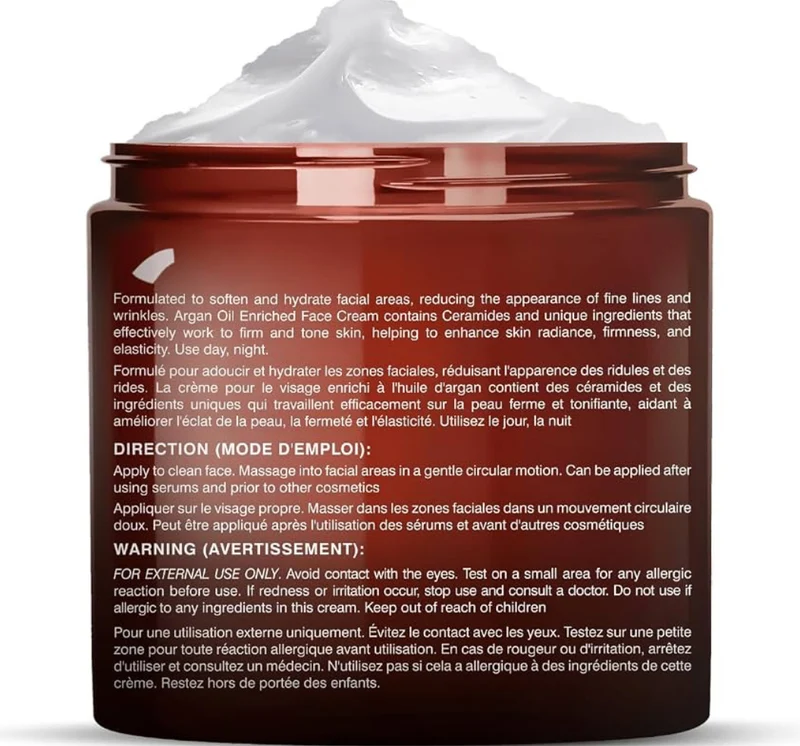 Pure Whipped Argan Oil Moisturizer Face Cream for Women & Men - With Vitamin E A, Collagen & Ceramides - Hydrates Dry Skin, Oily Skin, Reduces Appearance of Fine Lines – (8oz)