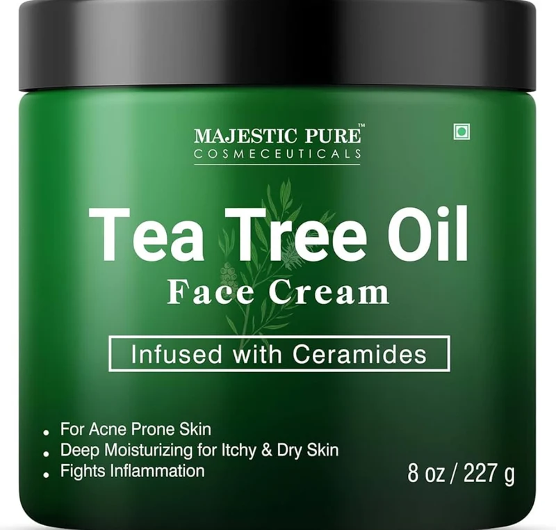 Pure Tea Tree Oil Face Cream | Cream for Dry & Itchy Skin, Acne, Scar, Day & Night Moisturizer Face Cream for Women & Men - (8 Oz)