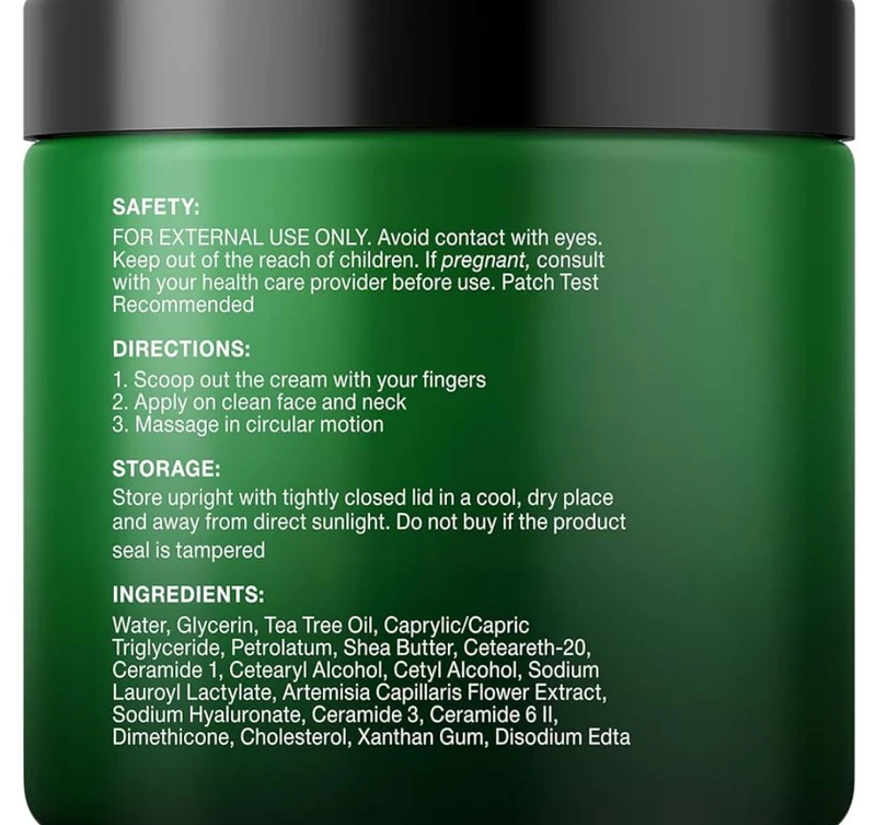 Pure Tea Tree Oil Face Cream | Cream for Dry & Itchy Skin, Acne, Scar, Day & Night Moisturizer Face Cream for Women & Men - (8 Oz)