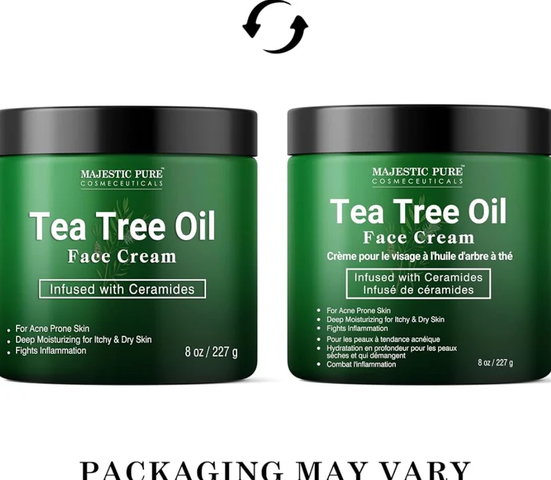 Pure Tea Tree Oil Face Cream | Cream for Dry & Itchy Skin, Acne, Scar, Day & Night Moisturizer Face Cream for Women & Men - (8 Oz)