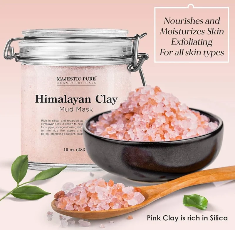 Pure Himalayan Clay Mud Mask for Face and Body Exfoliating and Facial Acne Fighting Mask - Reduces Appearance of Pores (10 oz)