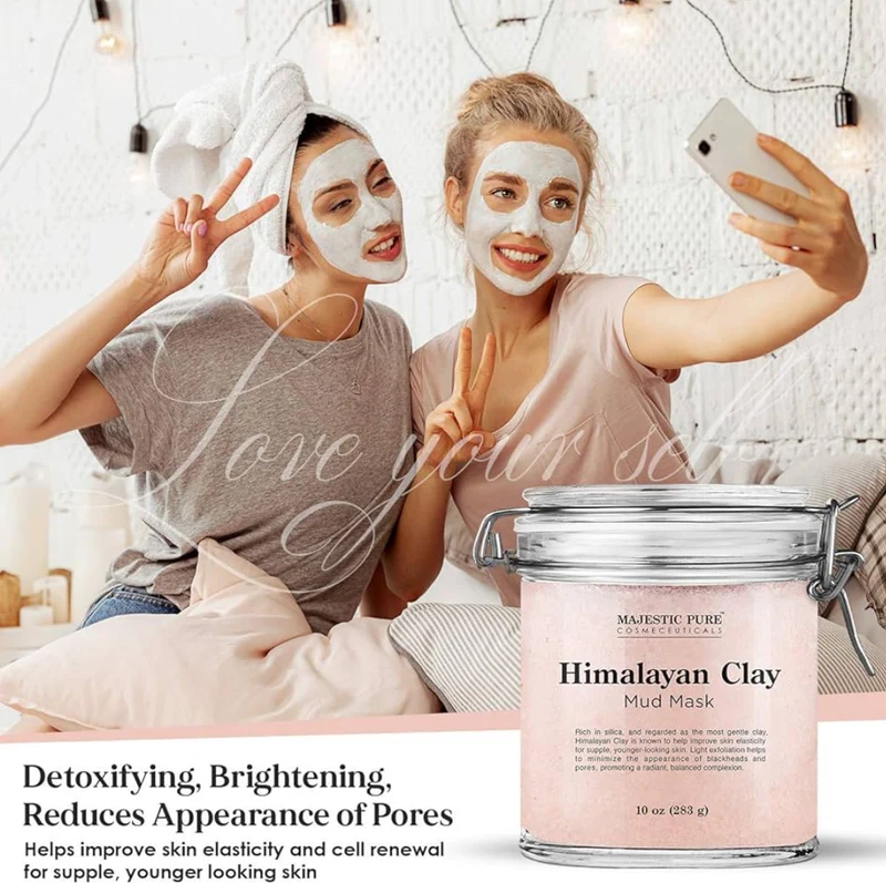 Pure Himalayan Clay Mud Mask for Face and Body Exfoliating and Facial Acne Fighting Mask - Reduces Appearance of Pores (10 oz)