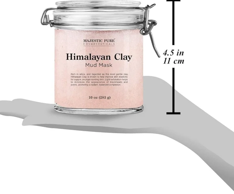 Pure Himalayan Clay Mud Mask for Face and Body Exfoliating and Facial Acne Fighting Mask - Reduces Appearance of Pores (10 oz)