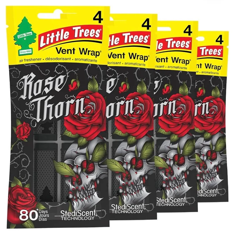 LITTLE TREES Car Air Freshener | Vent Wrap Provides Long Lasting Scent, Invisibly Fresh- (Rose Thorn)