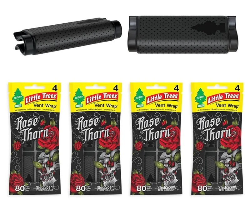 LITTLE TREES Car Air Freshener | Vent Wrap Provides Long Lasting Scent, Invisibly Fresh- (Rose Thorn)