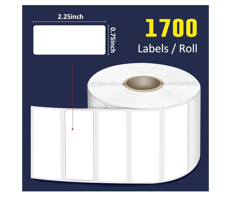 2.25 x 0.75" Direct Thermal Labels, Permanent Adhesive Address Barcode Label (1 Roll 1700 Labels)