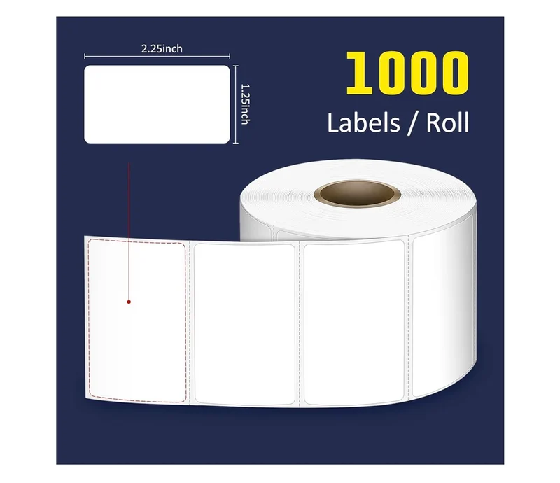 2.25x1.25" Direct Thermal Labels, Permanent Adhesive Barcode Address Label - (1000 Pcs) 1 Roll