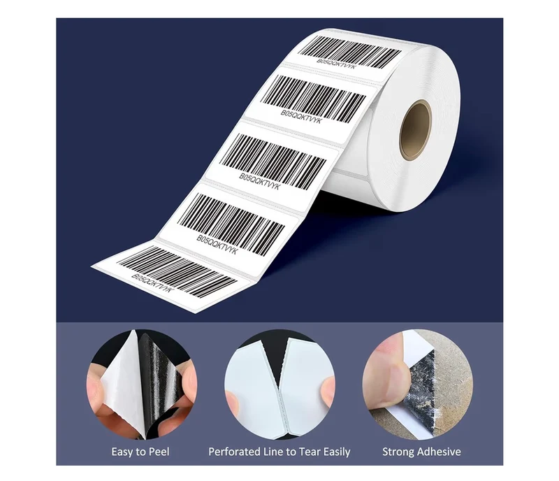 2.25x1.25" Direct Thermal Labels, Permanent Adhesive Barcode Address Label - (1000 Pcs) 1 Roll