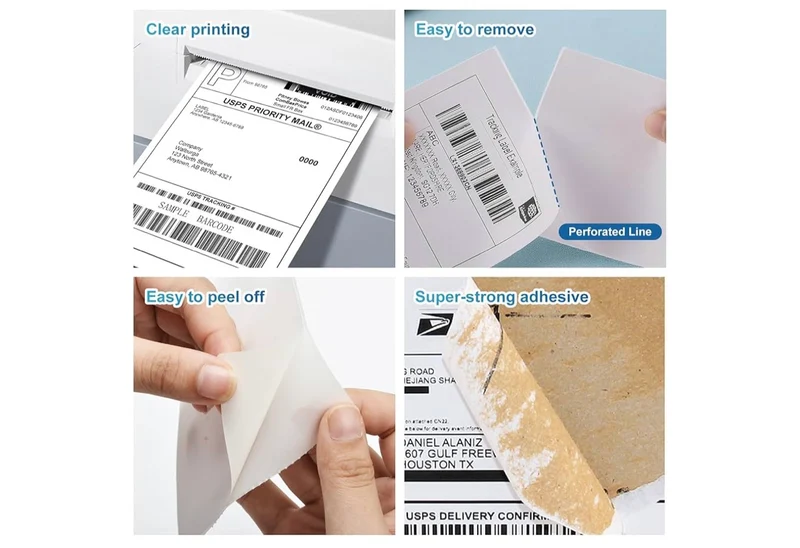 Fanfold 4 x 6" Direct Thermal Labels White Perforated Shipping Labels, 500pcs - 1 Stack