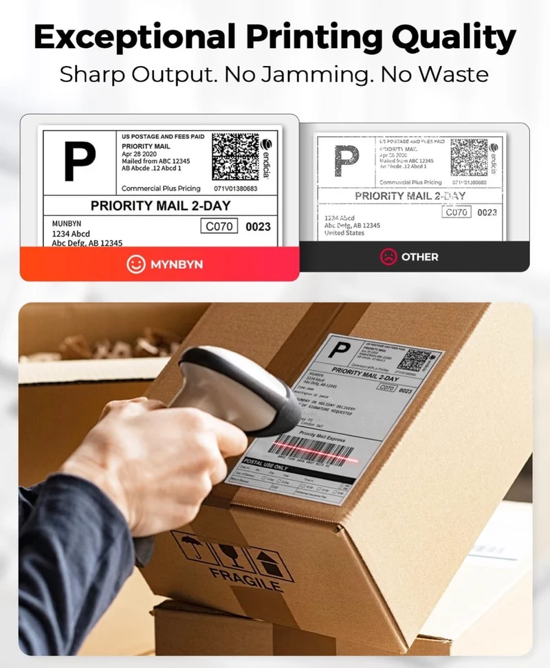 Thermal Shipping Labels, 4x6” for Thermal Printer, 1000 Sheets- (2 Rolls) - Commercial Grade