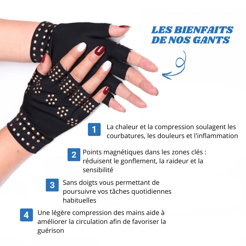 Gants Thérapeutiques Magnétiques Anti-Douleurs Articulaires