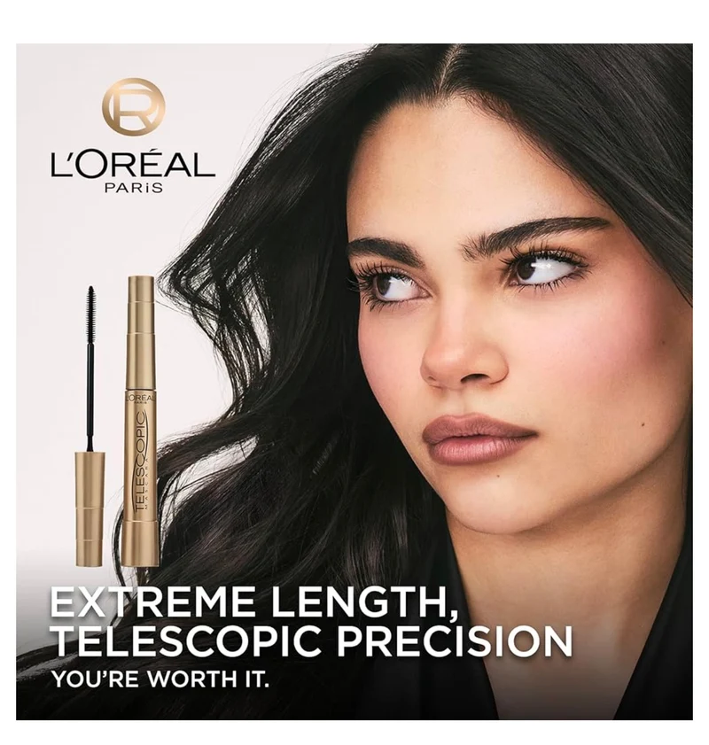 L’Oreal Paris Makeup Original Telescopic Mascara, Separating Mascara Volume and Length Formula, Washable - (Black Brown) 0.27 Fl Oz., 1 Count