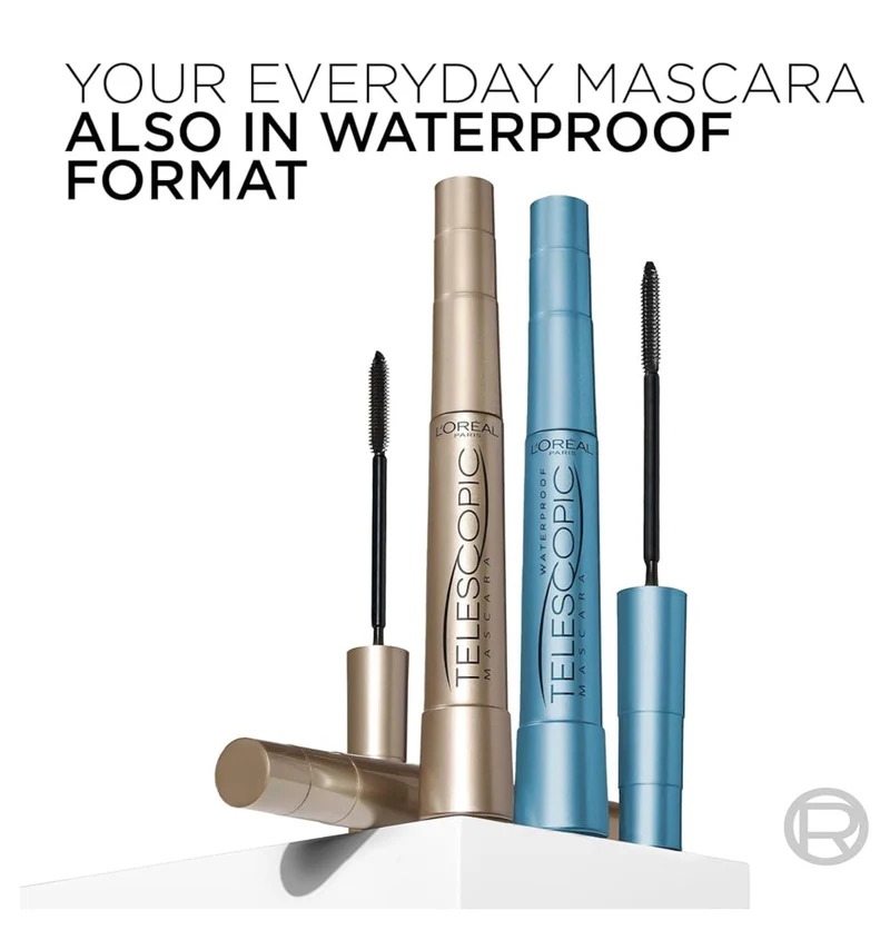 L’Oreal Paris Makeup Original Telescopic Mascara, Separating Mascara Volume and Length Formula, Washable - (Black Brown) 0.27 Fl Oz., 1 Count