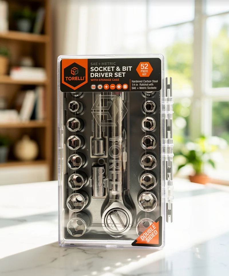 Torelli 52 Piece Socket & Bit Driver Set SAE Metric Toolkit