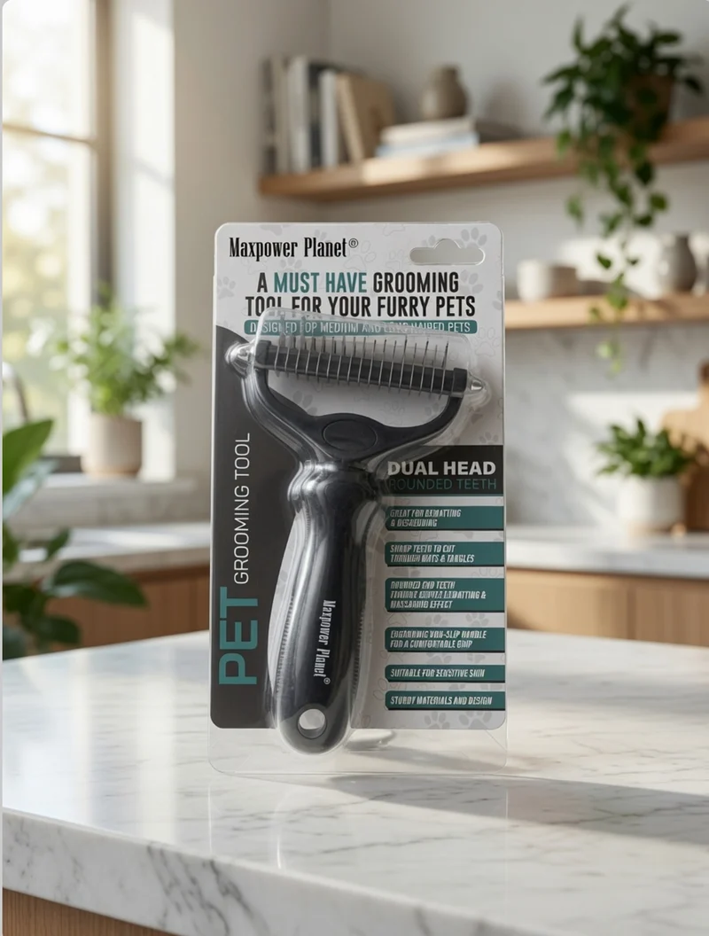 Maxpower Planet Pet Grooming Tool Dual Head Deshedding Rake