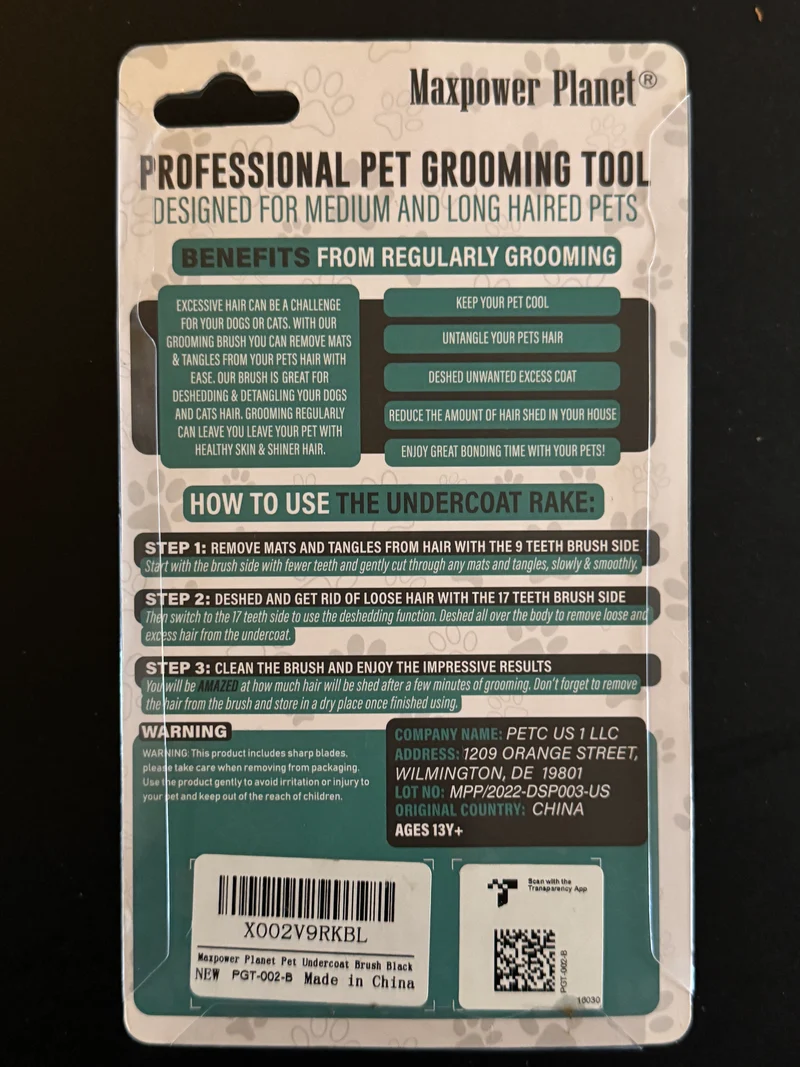Maxpower Planet Pet Grooming Tool Dual Head Deshedding Rake